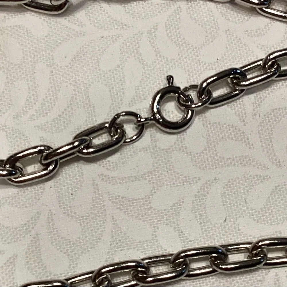 Long Silvertone  Chain Necklace